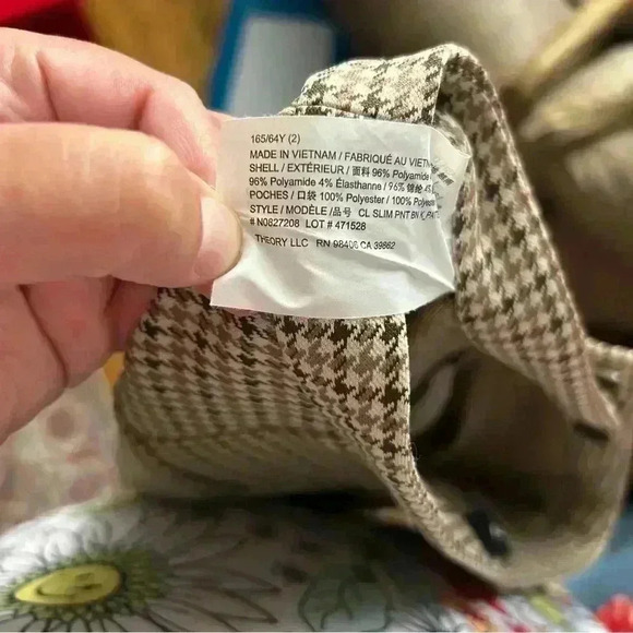 Theory houndstooth slim cropped trousers size 2 - Picture 5 of 5